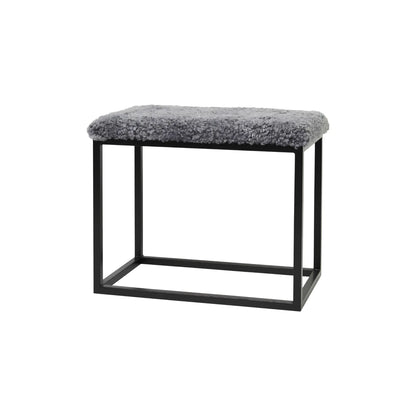 Skinnwille Palle Bänk M Curly 60x35x50 cm, Silvergrey/Black