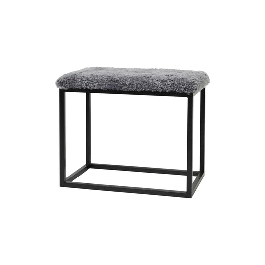 Skinnwille Palle Bänk M Curly 60x35x50 cm, Silvergrey/Black