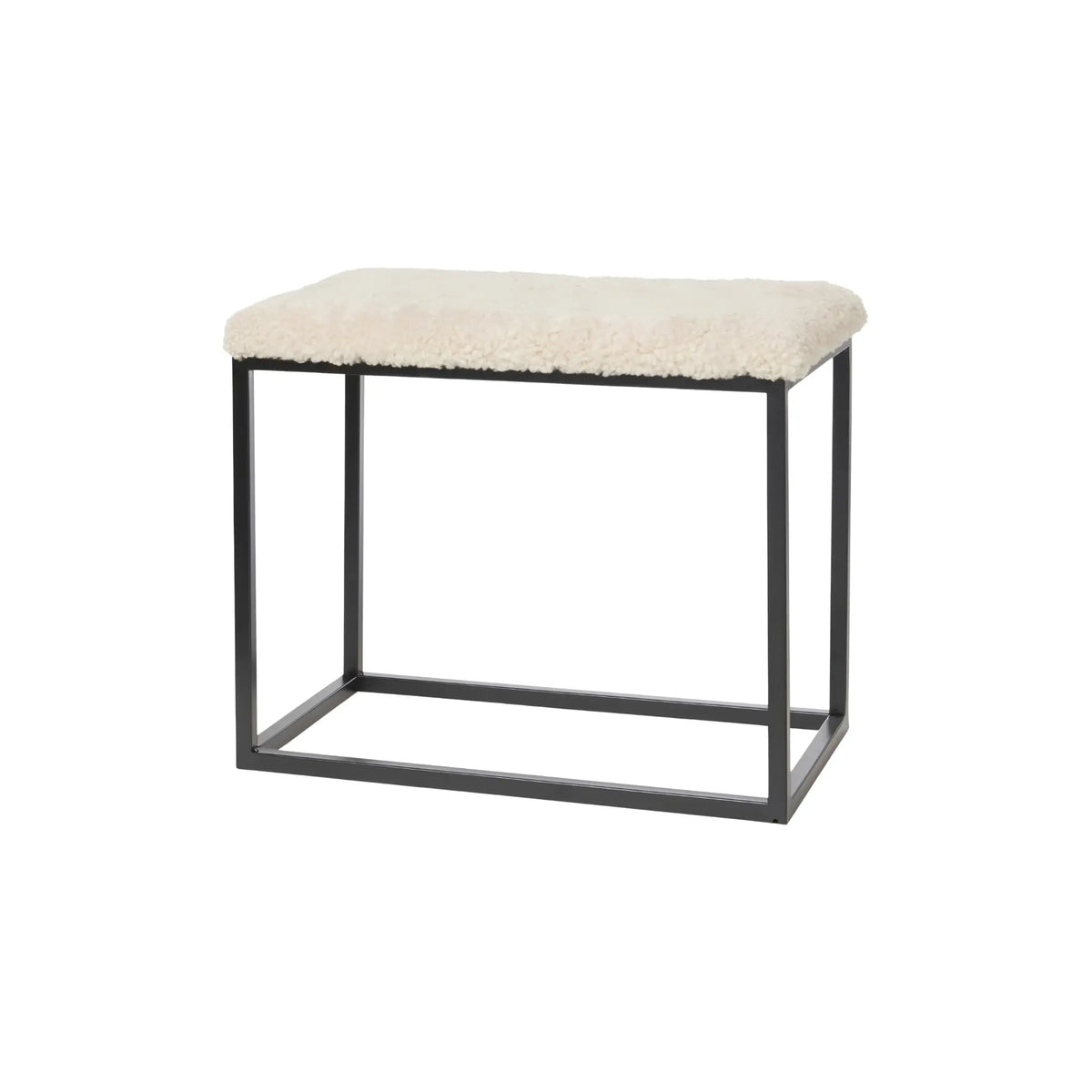 Skinnwille Palle Bänk M Curly 60x35x50 cm, Beige/Svart