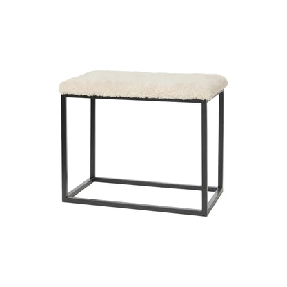 Skinnwille Palle Bänk M Curly 60x35x50 cm, Beige/Svart