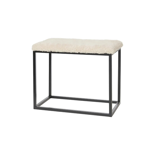 Skinnwille Palle Bänk M Curly 60x35x50 cm, Beige/Svart