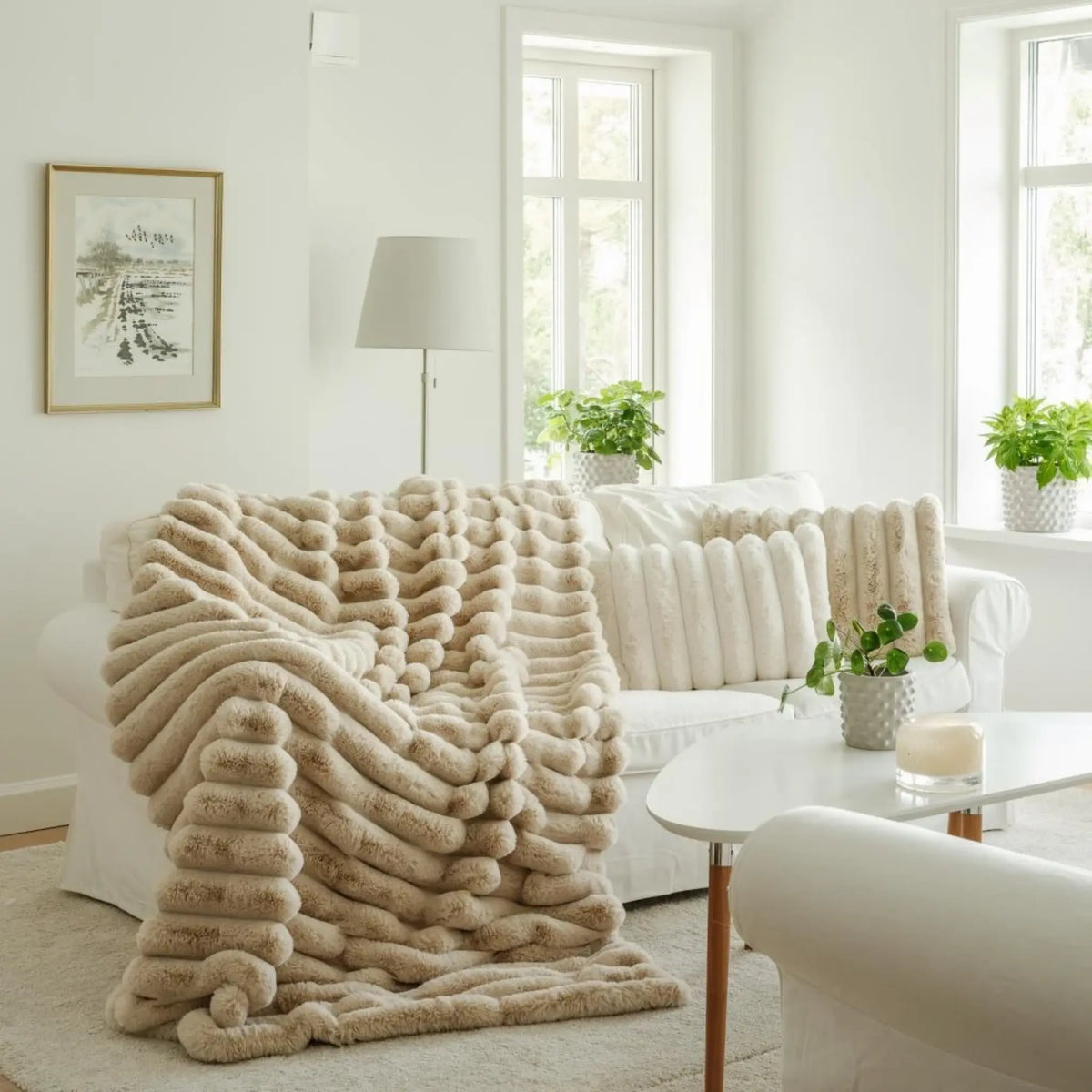 Skinnwille Liny Pläd L 140x220 cm, Beige