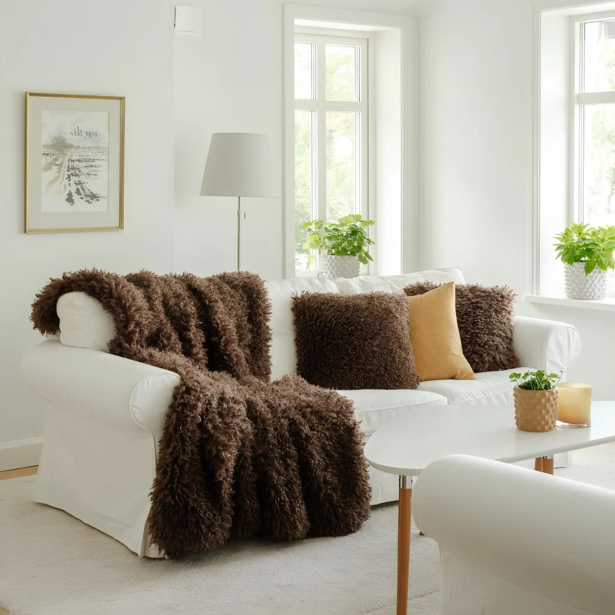 Skinnwille Wooly Pläd 120x180 cm, Brun