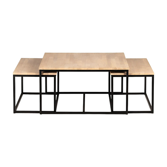 Stenexpo Skagen Satsbord 90x90 cm/95x44 (2) cm, Massiv Vitoljad Ek