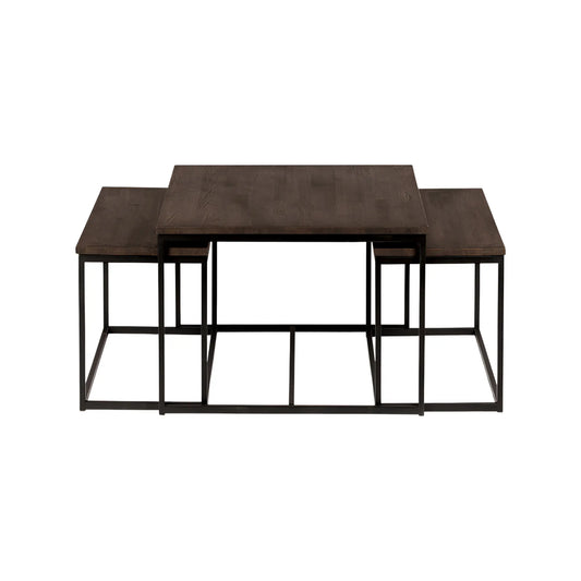 Stenexpo Kungälv Satsbord 90x90 cm/95x44 (2) cm, Massiv Rökoljad Ek