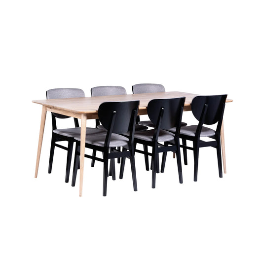 Stenexpo Odense Matgrupp 6 Borgholm stolar, Vitoljad ek/Svart