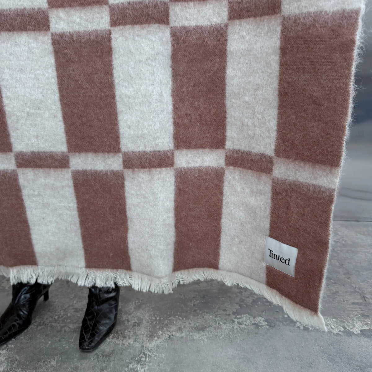Tinted Objects Hallin Filt Mohair 130x170 cm, Offwhite-Rust