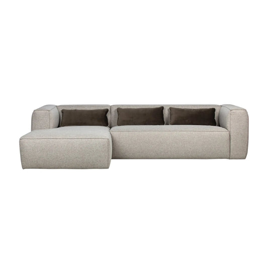 WOOOD Bean Hörnsoffa Vänster Inkl. Kuddar, Light Grey Melange