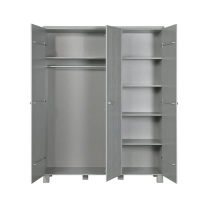 WOOOD Dennis Garderob 3-dörrar Furu, Concrete Grey