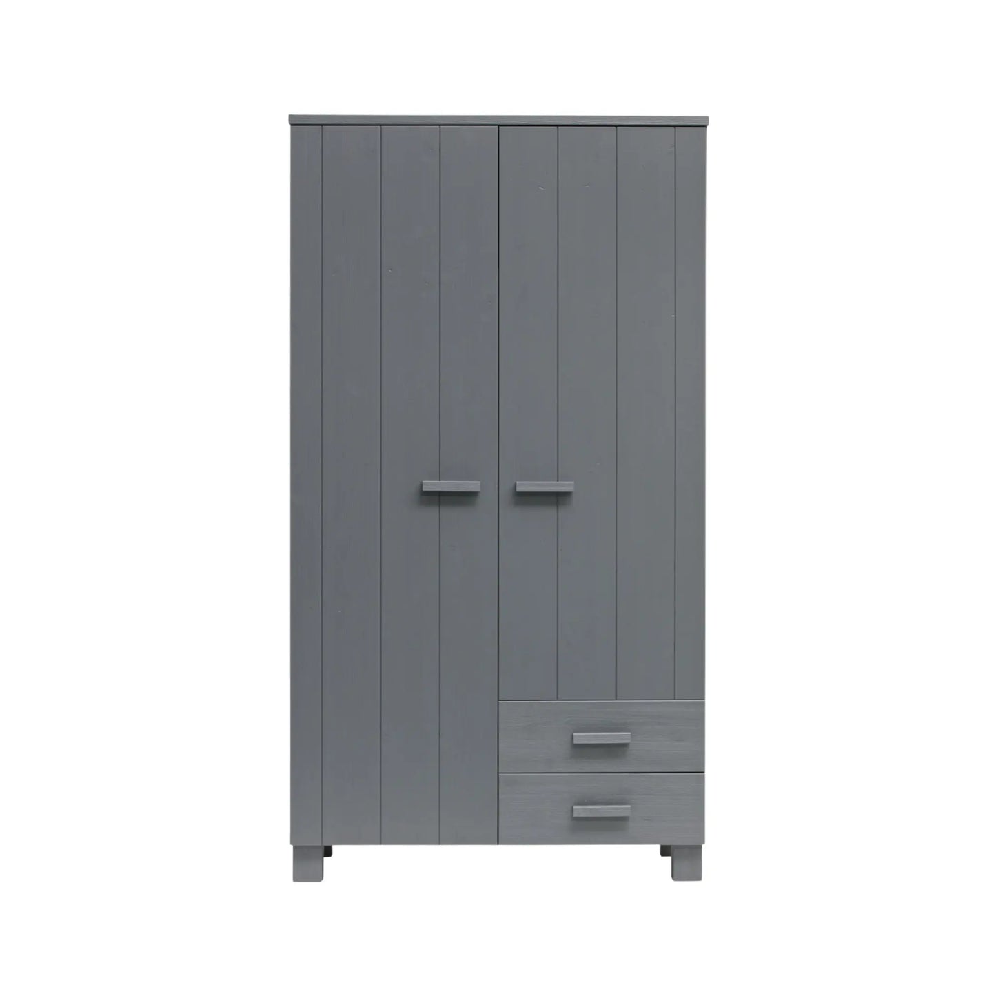 WOOOD Dennis Garderob med Lådor Furu, Steel Grey