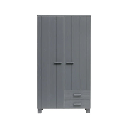 WOOOD Dennis Garderob med Lådor Furu, Steel Grey