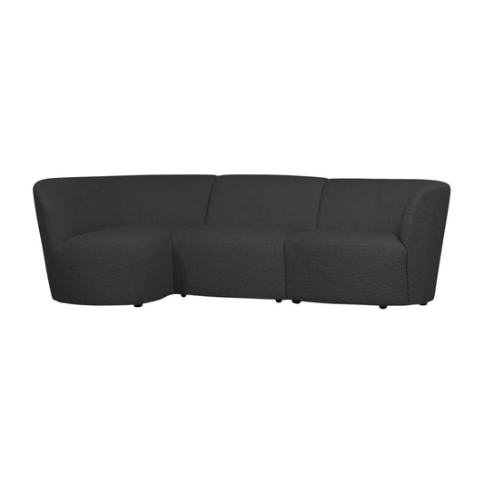 WOOOD Coco 3-Sits Soffa Rundad Vänster Bouclé, Dark Grey