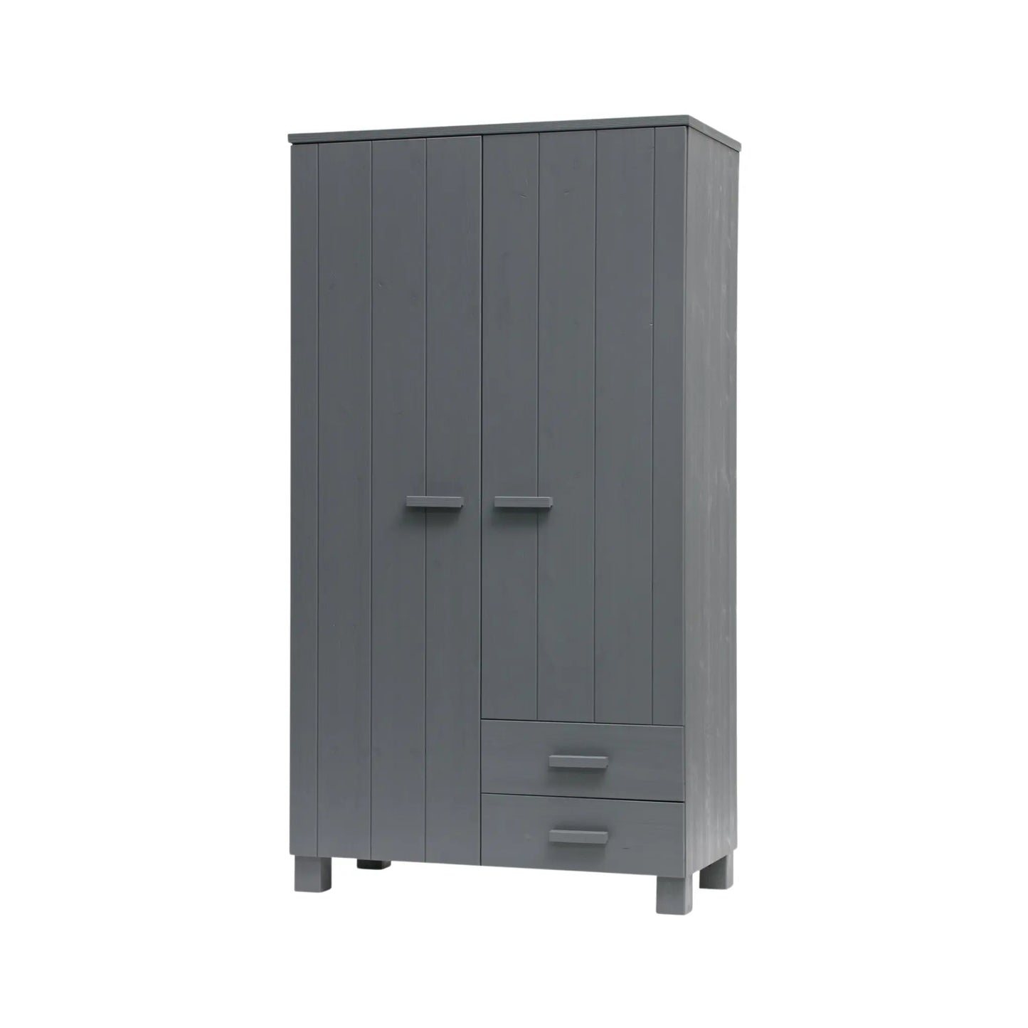 WOOOD Dennis Garderob med Lådor Furu, Steel Grey