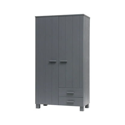 WOOOD Dennis Garderob med Lådor Furu, Steel Grey