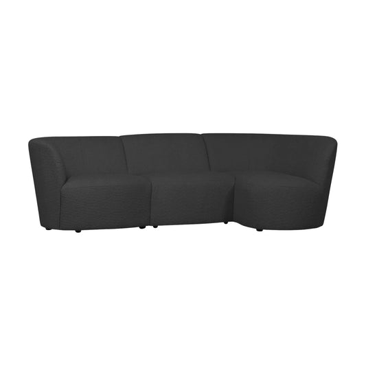 WOOOD Coco 3-Sits Soffa Rundad Höger Bouclé, Dark Grey