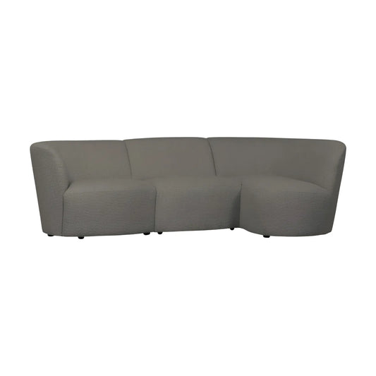 WOOOD Coco 3-Sits Soffa Rundad Höger Bouclé, Warm Green