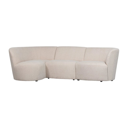 WOOOD Coco 3-Sits Soffa Rundad Vänster Bouclé, Cream