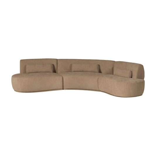 WOOOD Batavier Halvrund Soffa 6-Sits Sammet, Light Brown Melange