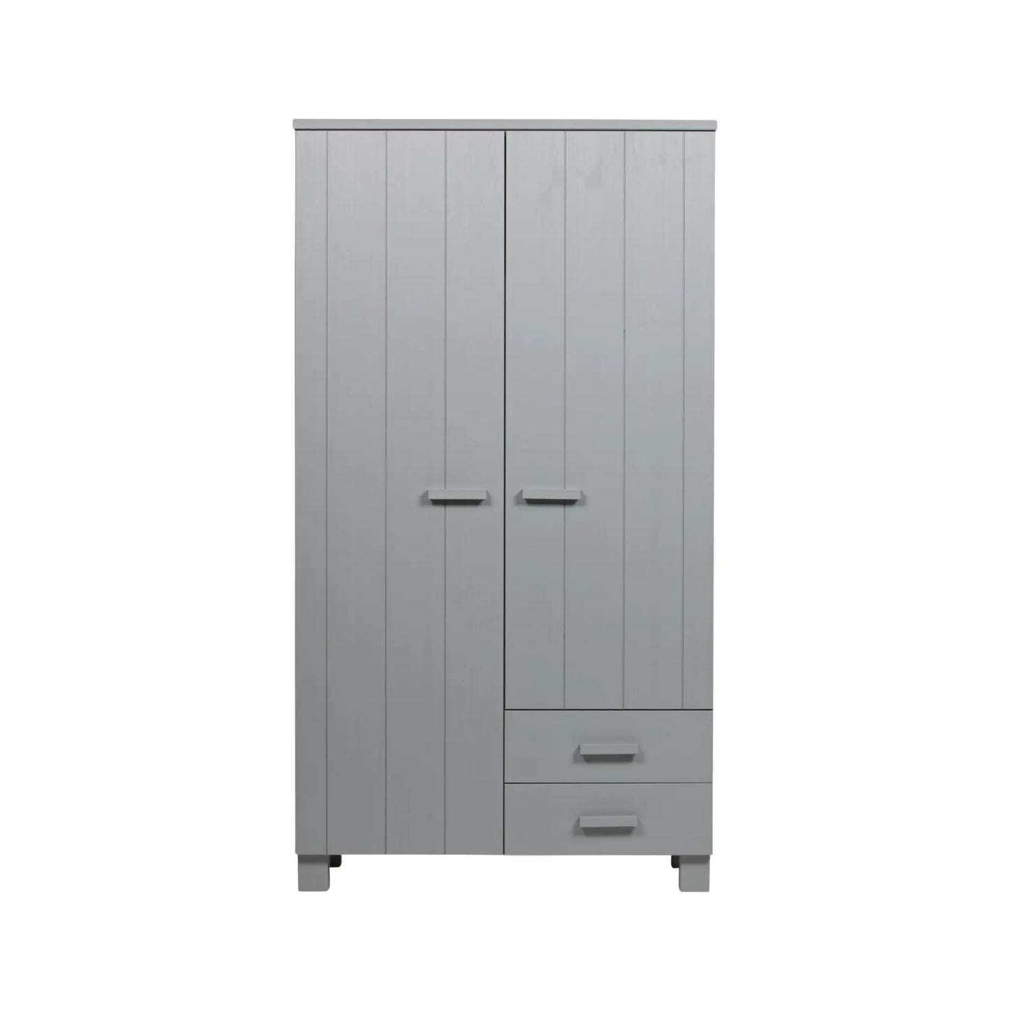WOOOD Dennis Garderob med Lådor Furu, Concrete Grey