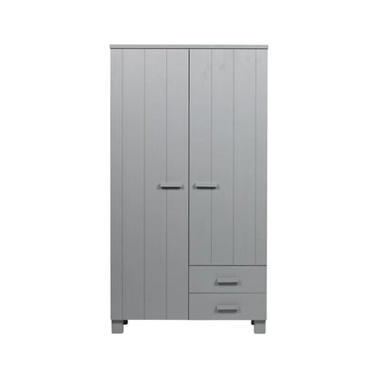 WOOOD Dennis Garderob med Lådor Furu, Concrete Grey