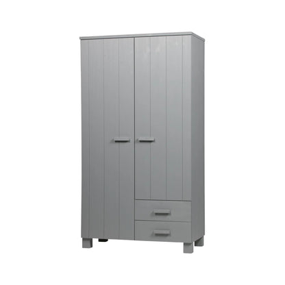 WOOOD Dennis Garderob med Lådor Furu, Concrete Grey