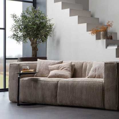 WOOOD Bean 3,5-Sits Soffa Ribbat Tyg, Travertin