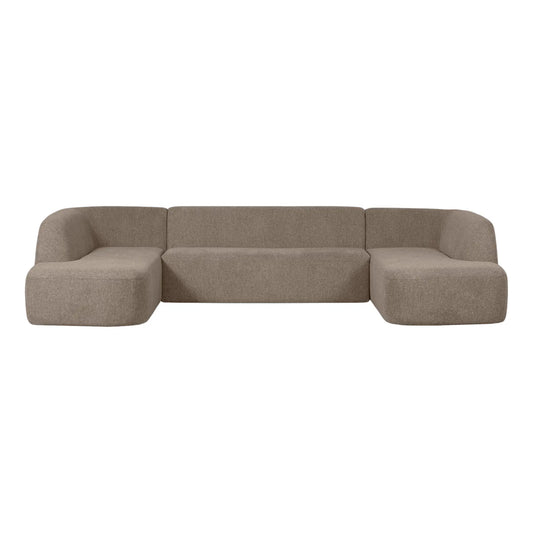 WOOOD Sloping Soffa U-Shape, Light Brown Melange