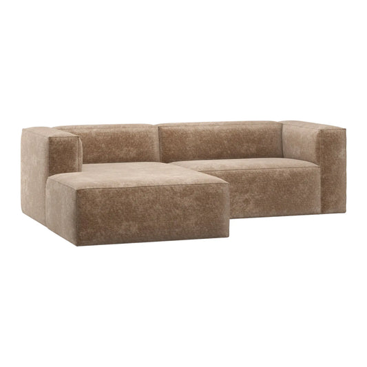 WOOOD Bean Schäslongsoffa Vänster Chenillesammet, Taupe