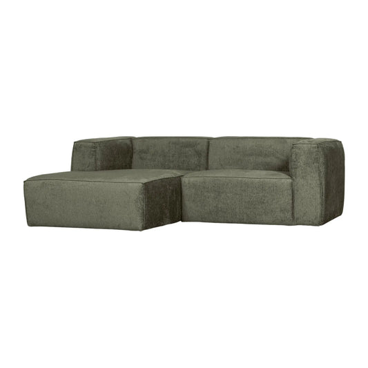 WOOOD Bean Schäslongsoffa Vänster Sammet, Moss