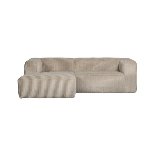 WOOOD Bean Schäslongsoffa Vänster Ribbat Tyg, Travertin