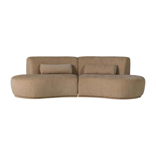 WOOOD Batavier Halvrund Soffa 4-Sits Sammet, Light Brown Melange