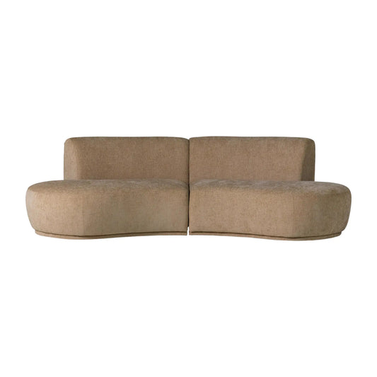 WOOOD Batavier Halvrund Soffa 4-Sits Sammet, Light Brown Melange