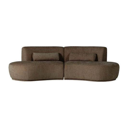 WOOOD Batavier Halvrund Soffa 4-Sits Sammet, Brown Melange