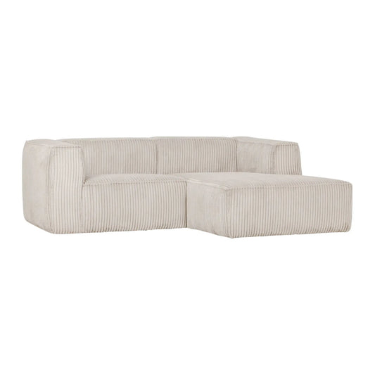 WOOOD Bean Schäslongsoffa Höger Ribbat Tyg, Natural