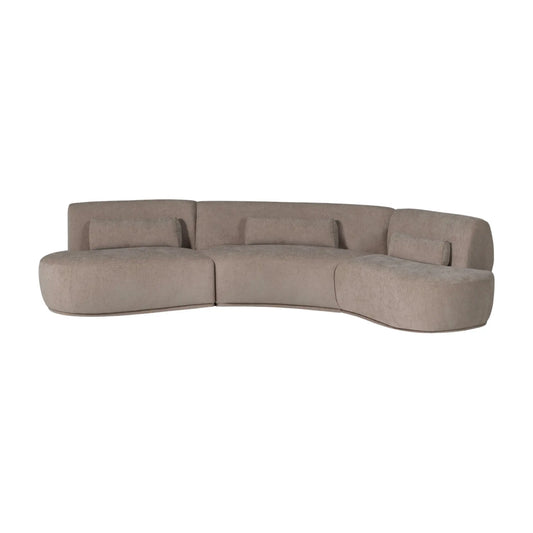 WOOOD Batavier Halvrund Soffa 6-Sits Sammet, Sand Melange