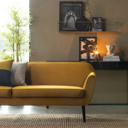 WOOOD Rocco Soffa XL 230 cm Sammet, Ochre Yellow