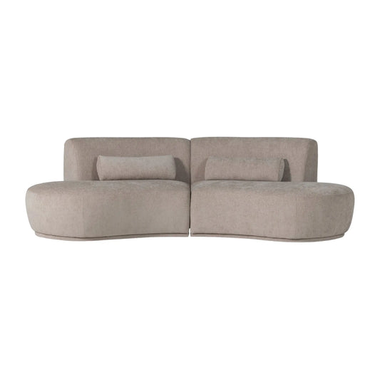 WOOOD Batavier Halvrund Soffa 4-Sits Sammet, Sand Melange