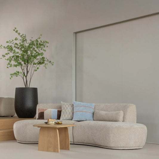WOOOD Batavier Halvrund Soffa 4-Sits Sammet, Sand Melange
