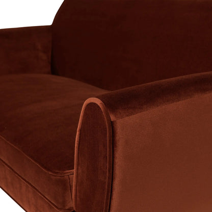 WOOOD Rocco Soffa 150 cm Sammet, Rust Brown