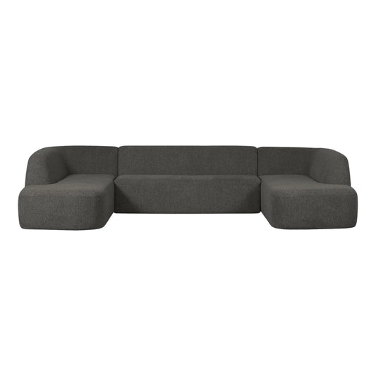 WOOOD Sloping Soffa U-Shape, Grey/Black Melange
