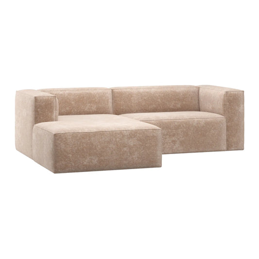 WOOOD Bean Schäslongsoffa Vänster Chenillesammet, Natural