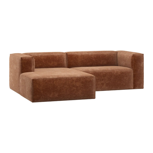 WOOOD Bean Schäslongsoffa Vänster Chenillesammet, Terra