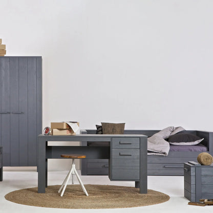 WOOOD Dennis Garderob Furu, Steel Grey