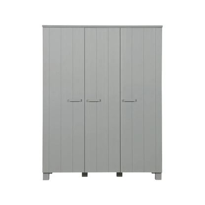 WOOOD Dennis Garderob 3-dörrar Furu, Concrete Grey