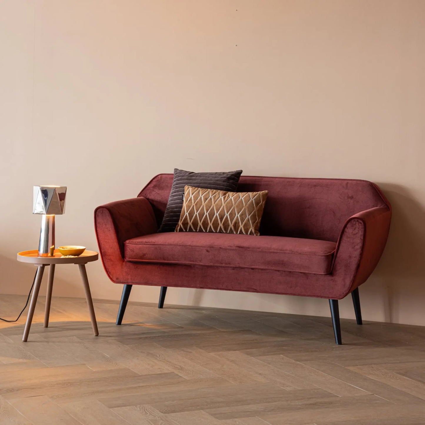 WOOOD Rocco Soffa 150 cm Sammet, Burgundy Red