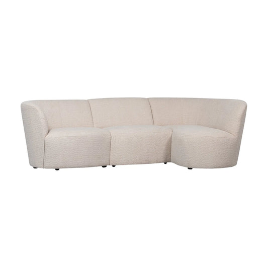 WOOOD Coco 3-Sits Soffa Rundad Höger Bouclé, Cream