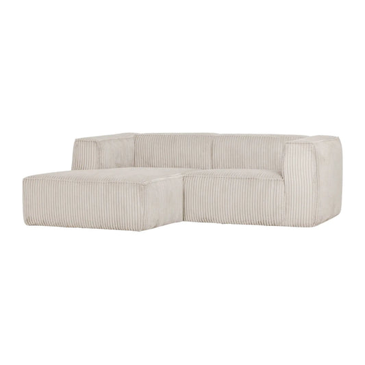 WOOOD Bean Schäslongsoffa Vänster Ribbat Tyg, Natural