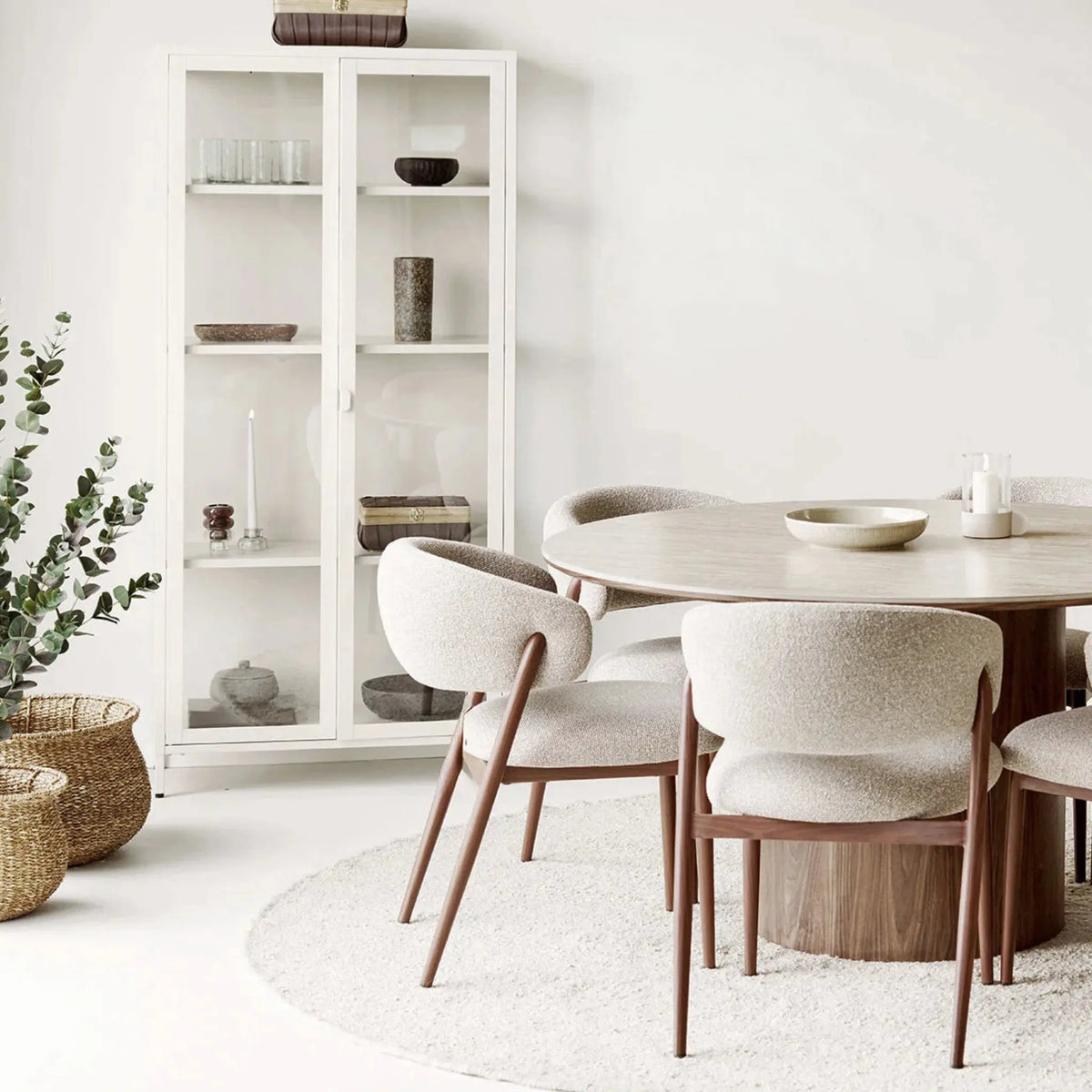 House Nordic Brisbane Vitrinskåp 80x35x175 cm, Offwhite