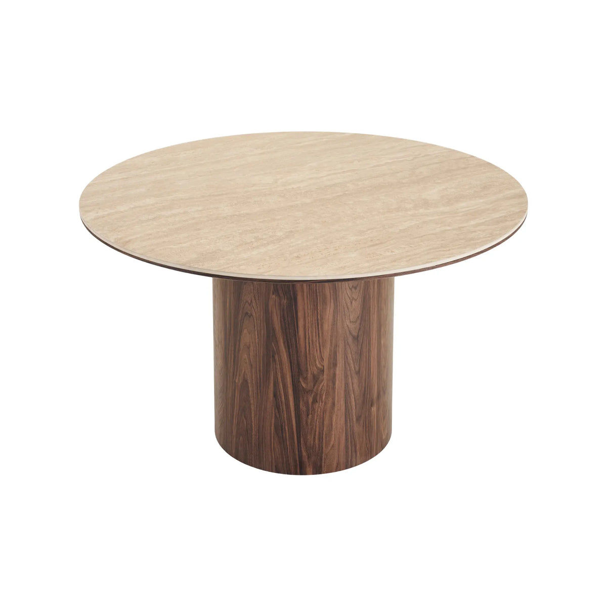 House Nordic Delphi Matbord Ø120 cm, Travertin/Mörkbrun