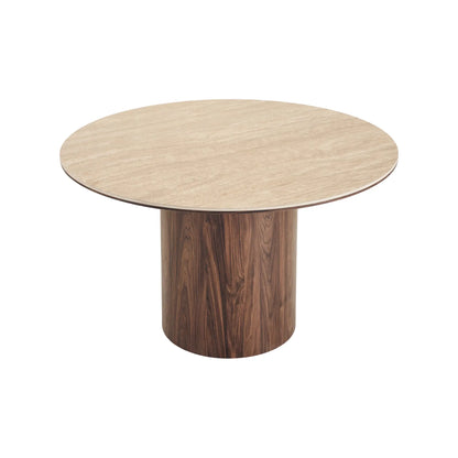House Nordic Delphi Matbord Ø120 cm, Travertin/Mörkbrun